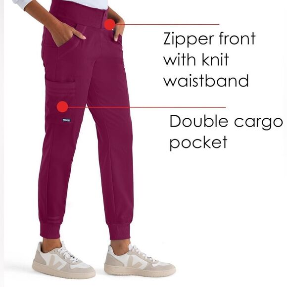 BARCO Grey's Anatomy Impact GIP554 Women's Lively Scrub Pant Wine XSP size XLT - Picture 5 of 10